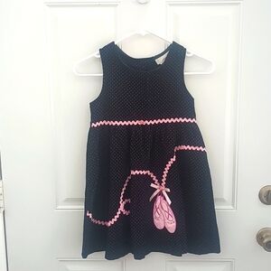 Vintage Rare too corduroy black and pink bric brac polka dot ballet dress size 6